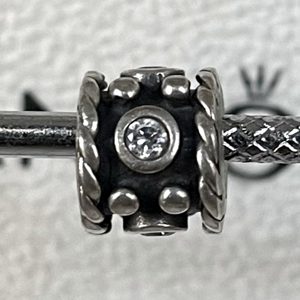 Authentic Pandora Sterling Silver 925 OXY CROWN Clear CZ Charm #790221CZ